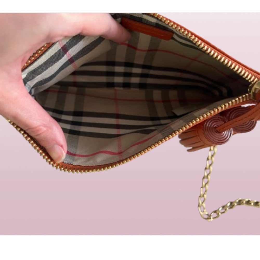 Burberry Orange Leather Chain Crossbody Bag - Picture 3 of 5